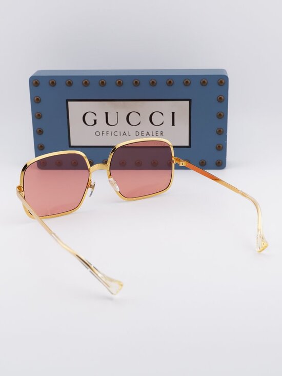 Gucci GG1063S 001 Square Sunglasses - Gold\\Red main image 12